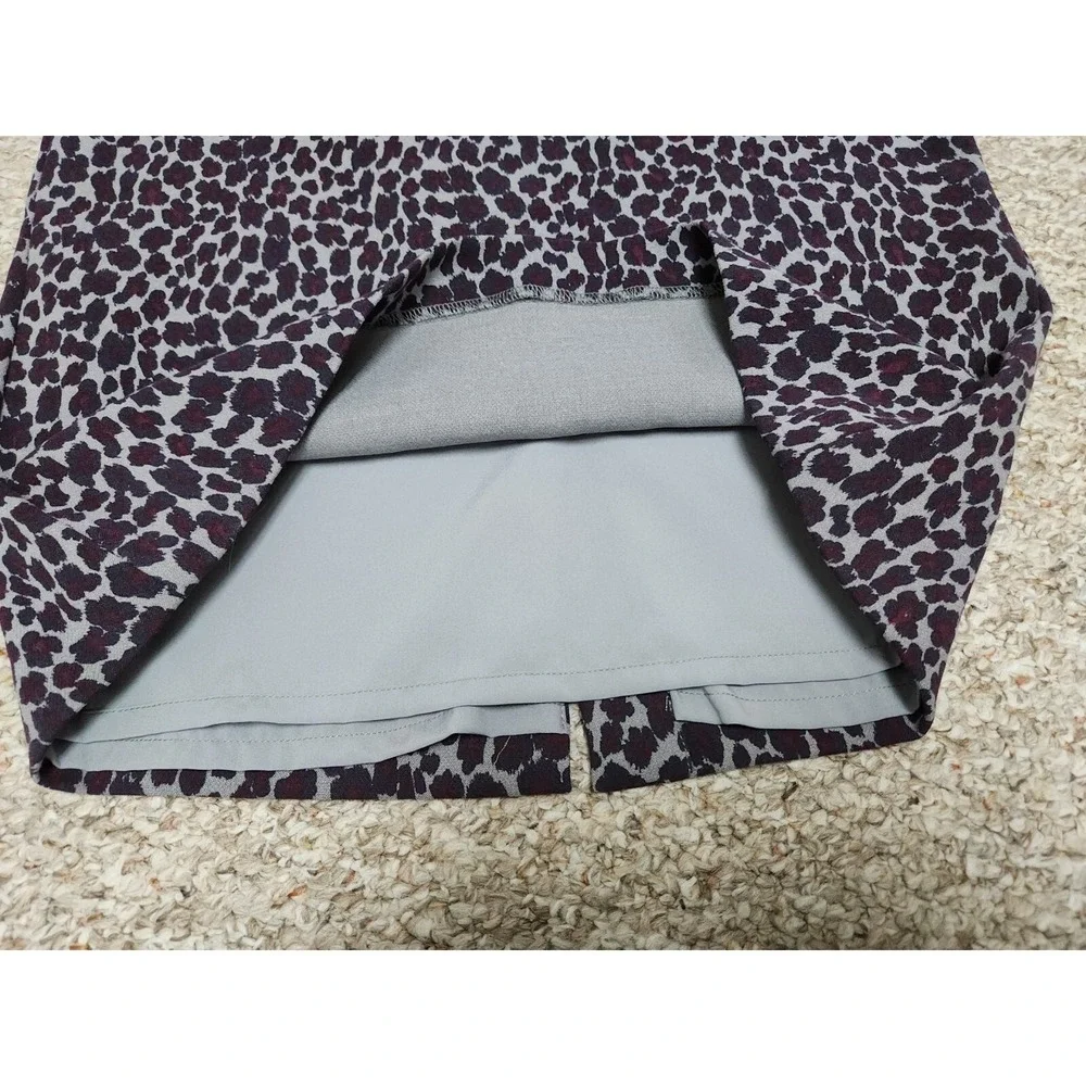 Talbots 10p Purple Leopard Print Pencil Skirt‎ Stretch 32x22 NWT